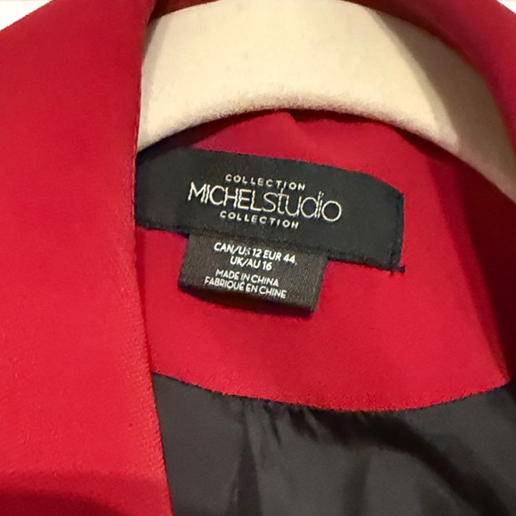 Michel Studio Red Boyfriend Blazer with Black Buttons - Picture 2 of 2